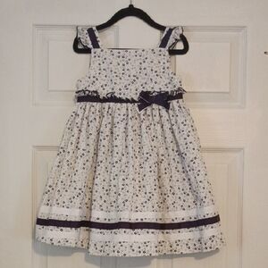 Piper & Posie Floral White and Blue Kids Girls Dress Size 4T